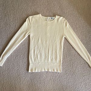 Cream Color 100% Virgin Cashmere Shirt Sweater with Crochet Front